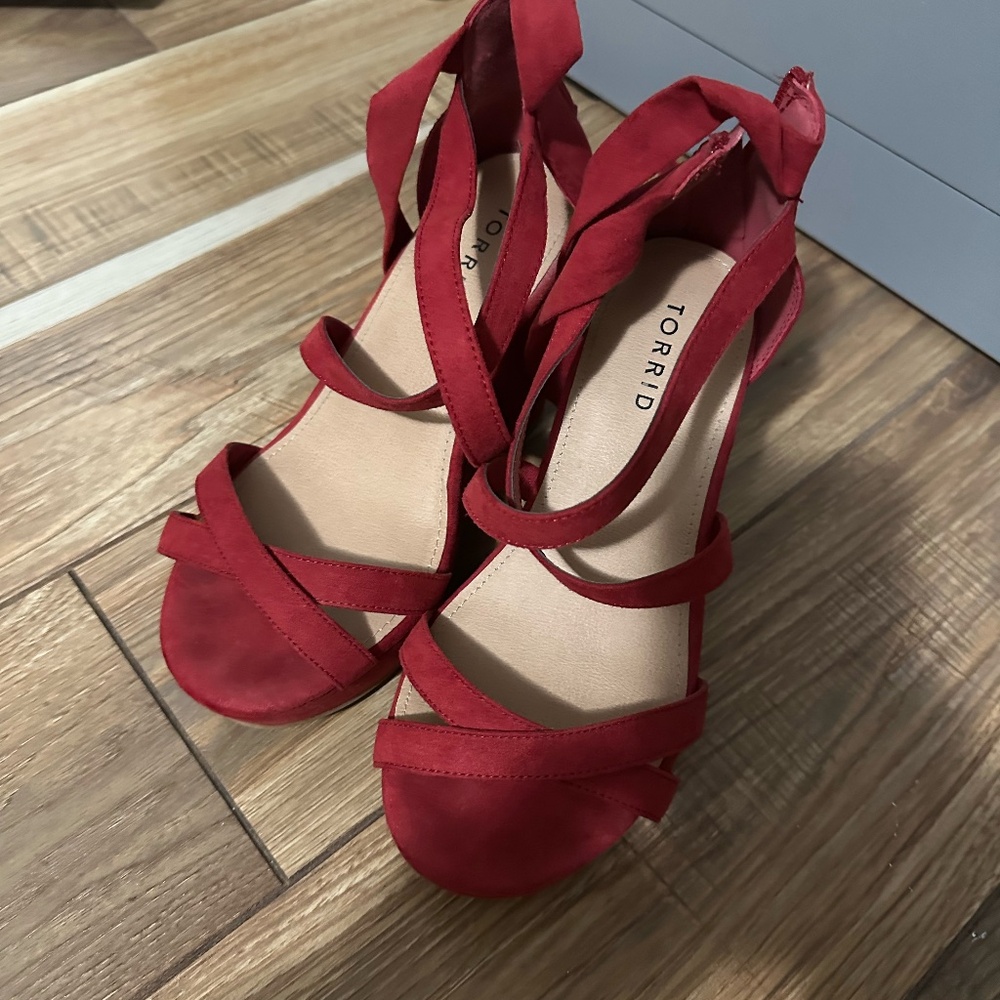 torrid Red Strappy Block Heel Sandals